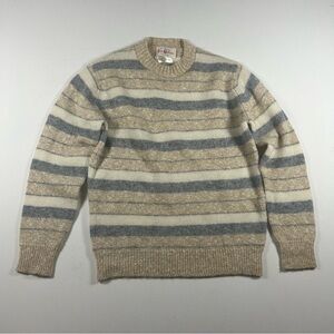 Alan Paine Wool Linen Cotton Crew Neck Sweater Striped Men's Size 38 Small